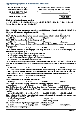 Đề thi thử THPT Quốc gia lần 1 môn Hóa học năm 2017 - Mã đề 357 - Trường THPT chuyên Khoa học Tự nhiên (Có đáp án)